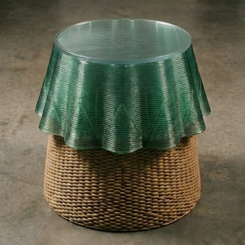 3D printed luminous tree stool made with almond shells - BARBARA