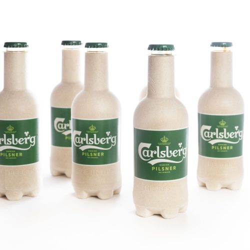 Fully recyclable beer bottles made from plant waste. These bio-based bottles hold the Carlsberg beer fizz 8 times better than any other bottle- PEFerence